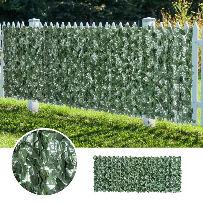 Outsunny Artificial Leaf Screen Panel, 3x1.5 M-dark Green