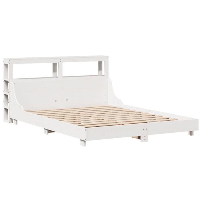 Vidaxl Bed Frame With Headboard White 150x200 Cm King Size Solid Wood Pine