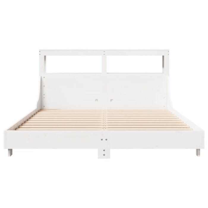 Vidaxl Bed Frame With Headboard White 150x200 Cm King Size Solid Wood Pine