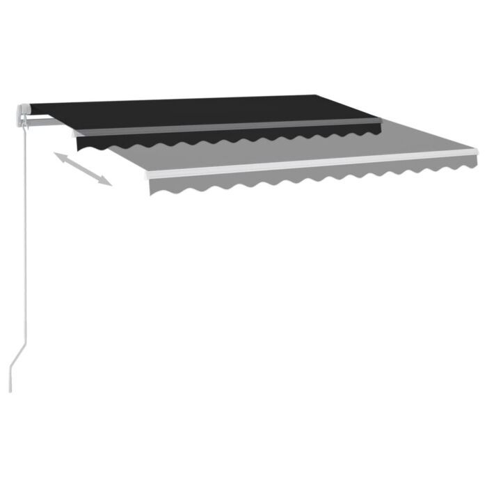 Vidaxl Manual Retractable Awning With Led 300x250 Cm Anthracite