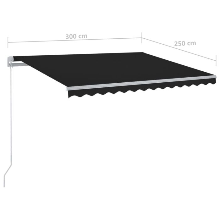 Vidaxl Manual Retractable Awning With Led 300x250 Cm Anthracite