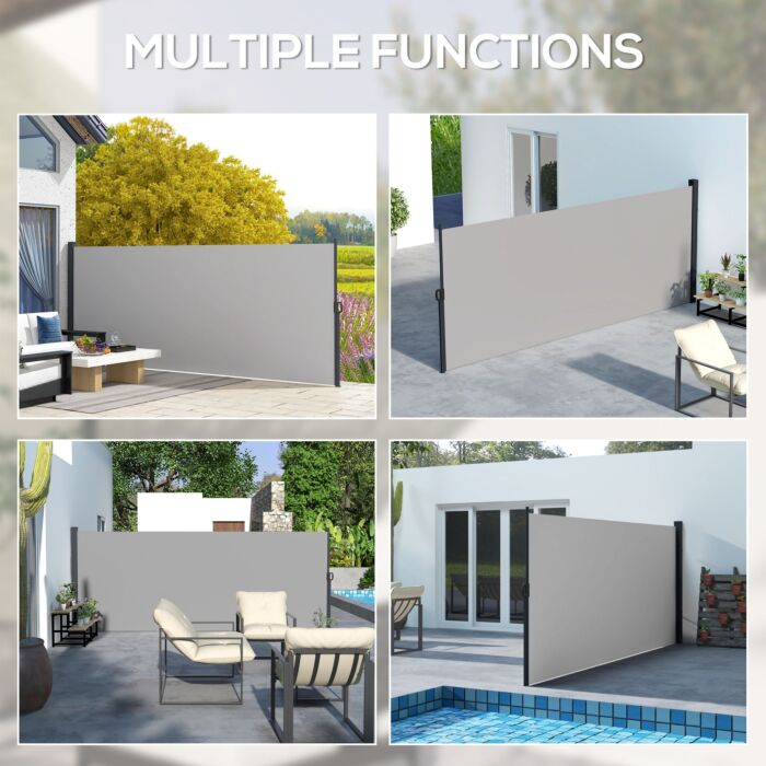 Outsunny 400 X X 160cm Retractable Side Awning - Light Grey