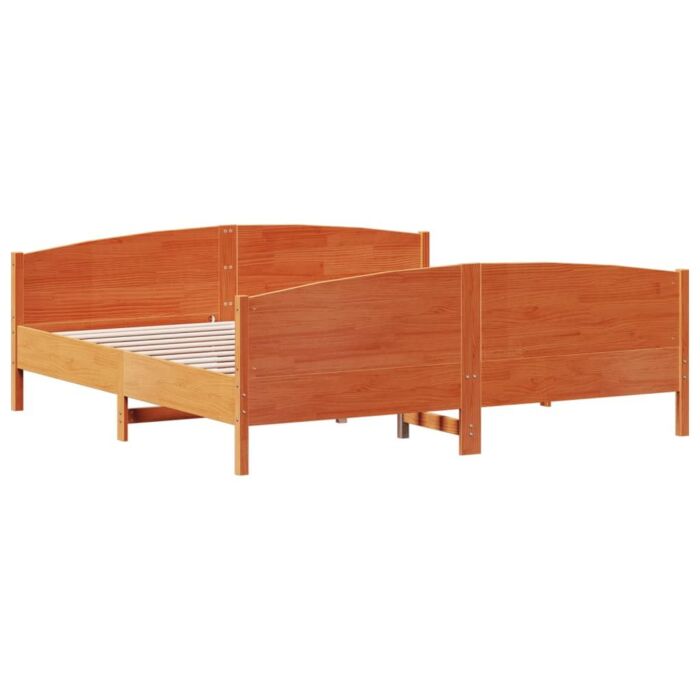Vidaxl Bed Frame With Headboard Wax Brown 200x200 Cm Solid Wood Pine