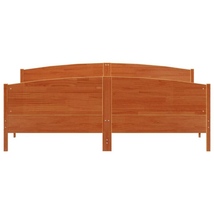 Vidaxl Bed Frame With Headboard Wax Brown 200x200 Cm Solid Wood Pine