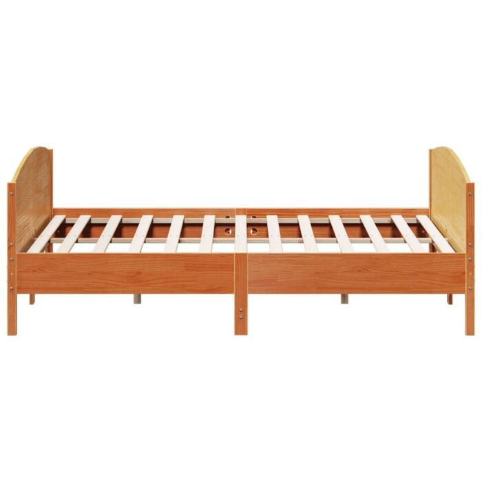 Vidaxl Bed Frame With Headboard Wax Brown 200x200 Cm Solid Wood Pine
