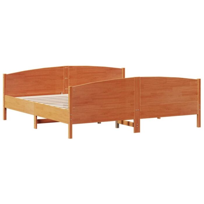 Vidaxl Bed Frame With Headboard Wax Brown 200x200 Cm Solid Wood Pine