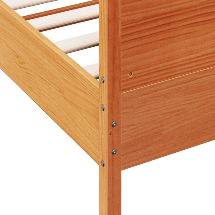 Vidaxl Bed Frame With Headboard Wax Brown 200x200 Cm Solid Wood Pine