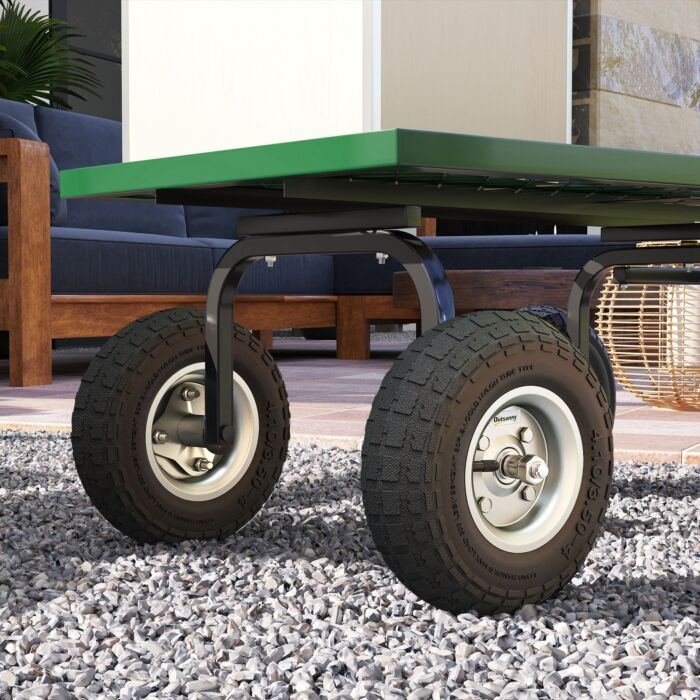 Outsunny Set Of 4 Pneumatic Wheels, 10" Wheelbarrow Wheels Replacement For Barn Carts, Hose Carts, Garden Carts, Sack Trucks, Black