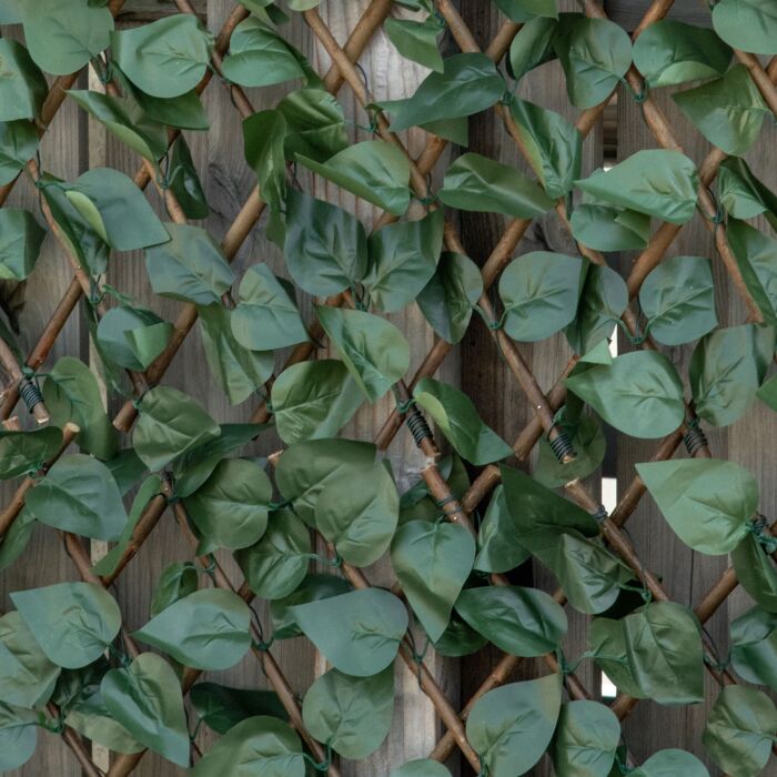 Outsunny 4 Pieces Expanding Trellis Fence, 2m X 1m Artificial Plant Fence, Decorative Trellis Garden Telescopic Hedge Privacy Screen Greenery Walls