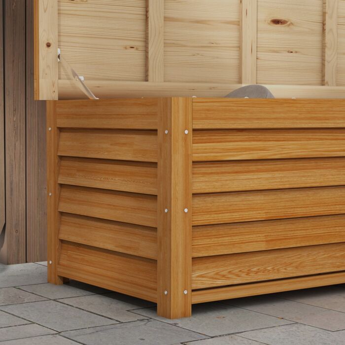 Outsunny 292l Outdoor Storage Box, Wooden Deck Box Garden Storage Container For Balcony, Porch, Poolside, Light Brown