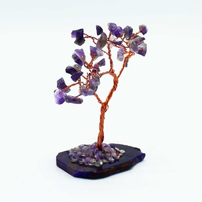 Gemstone Tree - Amethyst On Natural Agate Base (35 Stones)