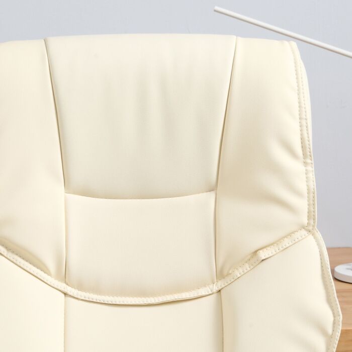 Homcom Home Office Chair High Back Computer Desk Chair With Faux Leather Adjustable Height Rocking Function Cream White
