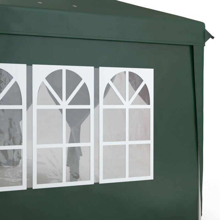 Outsunny 3 X 6m Garden Pop Up Gazebo, Wedding Party Tent Marquee, Water Resistant Awning Canopy With Sidewalls, Windows, Drainage Holes