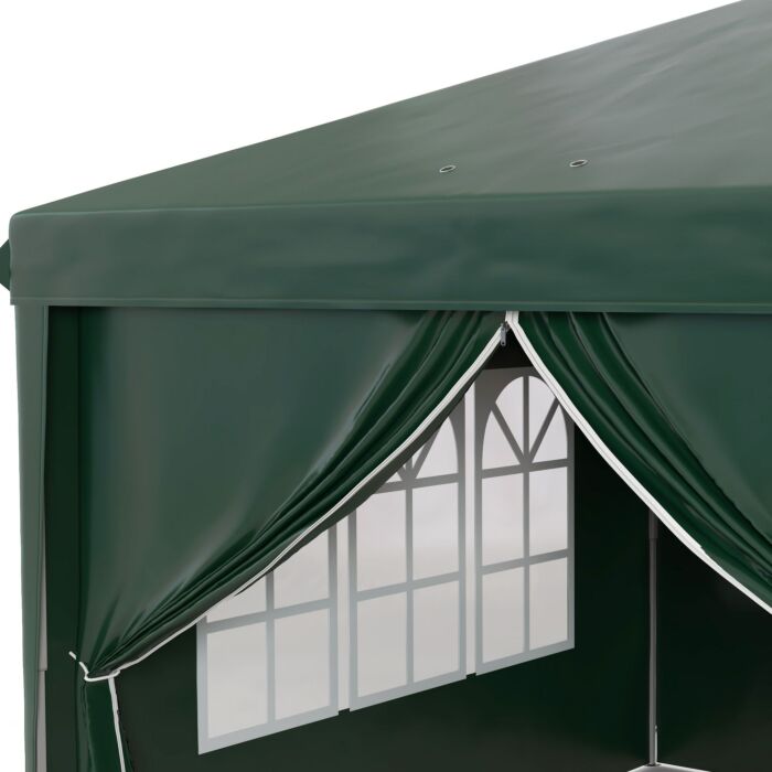 Outsunny 3 X 6m Garden Pop Up Gazebo, Wedding Party Tent Marquee, Water Resistant Awning Canopy With Sidewalls, Windows, Drainage Holes