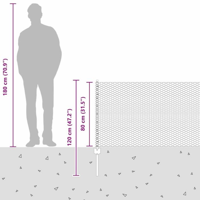 Vidaxl Fence Posts 11 Pcs U-channel Grey 80 Cm Steel, Vidaxl Hexagon Fence Grey 0.8x100 M Steel
