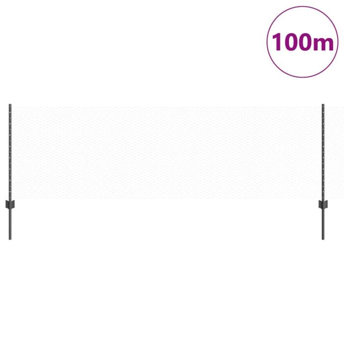 Vidaxl Fence Posts 11 Pcs U-channel Grey 80 Cm Steel, Vidaxl Hexagon Fence Grey 0.8x100 M Steel