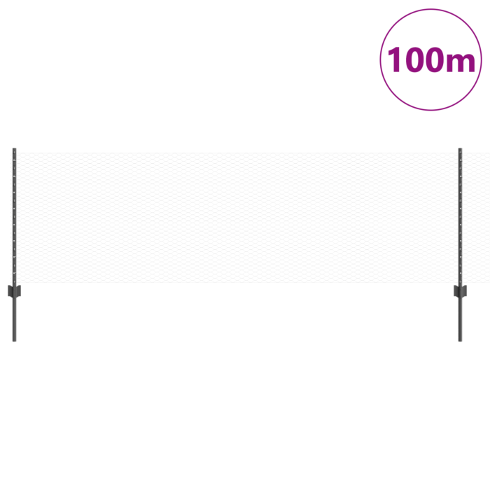 Vidaxl Fence Posts 11 Pcs U-channel Grey 80 Cm Steel, Vidaxl Hexagon Fence Grey 0.8x100 M Steel