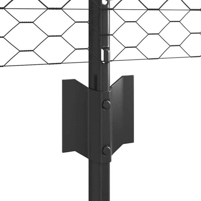 Vidaxl Fence Posts 11 Pcs U-channel Grey 80 Cm Steel, Vidaxl Hexagon Fence Grey 0.8x100 M Steel