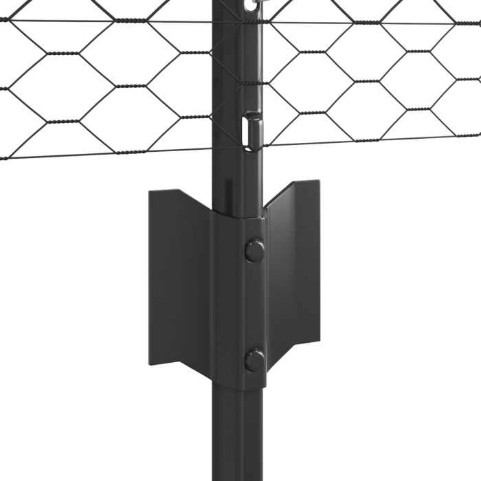 Vidaxl Fence Posts 11 Pcs U-channel Grey 80 Cm Steel, Vidaxl Hexagon Fence Grey 0.8x100 M Steel