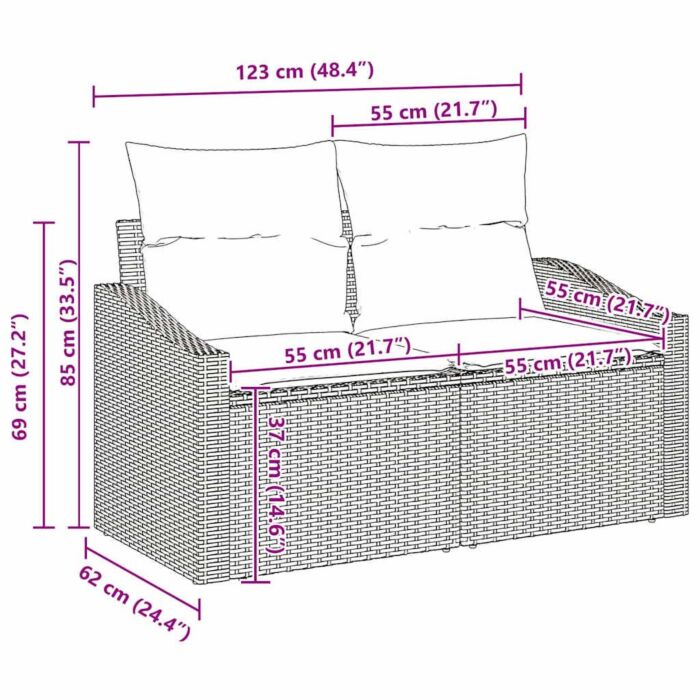 Vidaxl 6 Piece Garden Sofa Set With Cushions Grey Poly Rattan