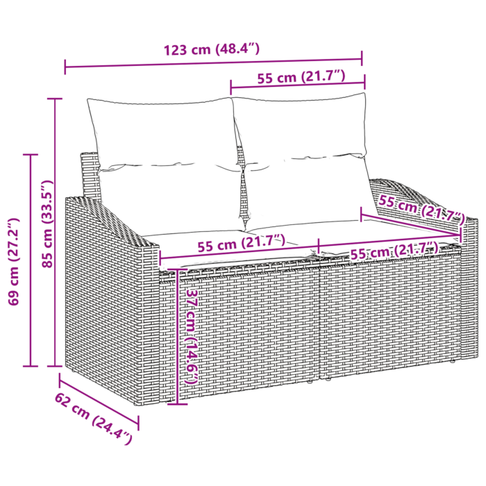 Vidaxl 6 Piece Garden Sofa Set With Cushions Grey Poly Rattan