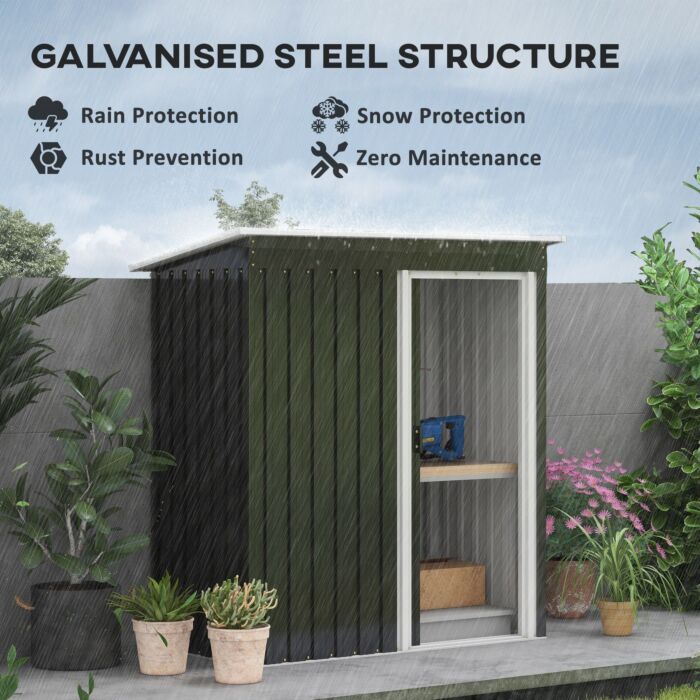 Outsunny 2 X 3ft Garden Storage Shed With Sliding Door And Sloped Roof Outdoor Equipment Tool Backyard, Black