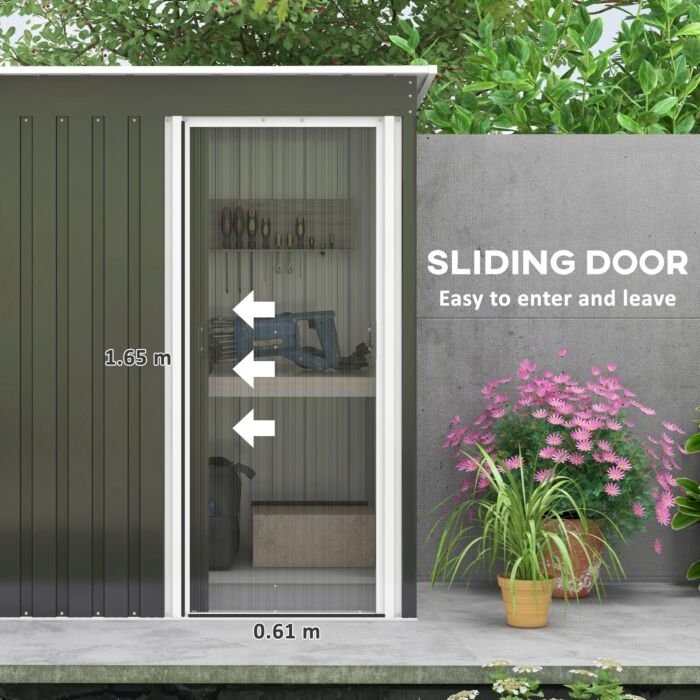 Outsunny 2 X 3ft Garden Storage Shed With Sliding Door And Sloped Roof Outdoor Equipment Tool Backyard, Black