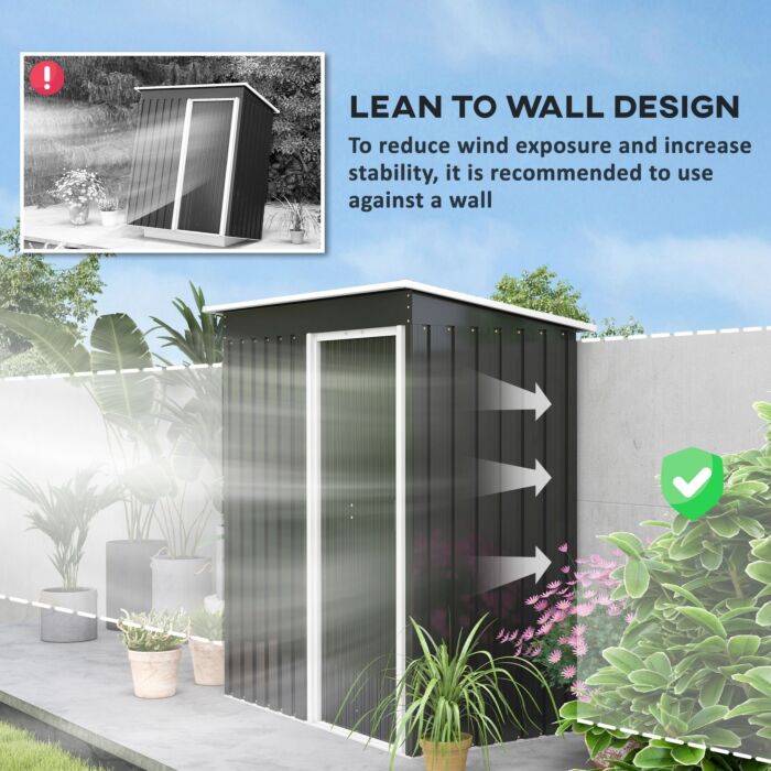 Outsunny 2 X 3ft Garden Storage Shed With Sliding Door And Sloped Roof Outdoor Equipment Tool Backyard, Black
