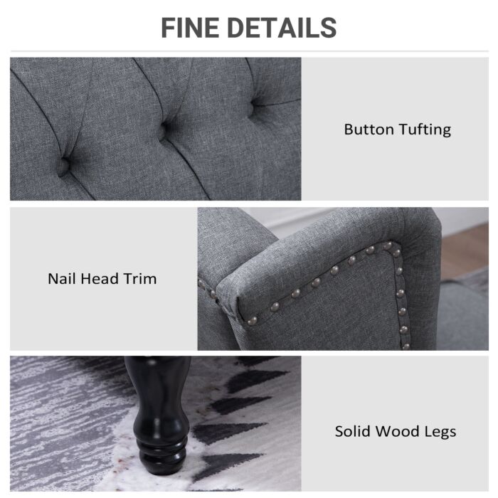 Homcom Recliner Armchair, Reclining Chair, Wingback Chair With Button Tufted Back And Footrest, Light Grey