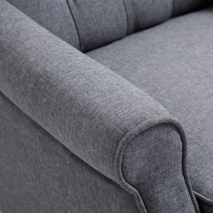 Homcom Recliner Armchair, Reclining Chair, Wingback Chair With Button Tufted Back And Footrest, Light Grey