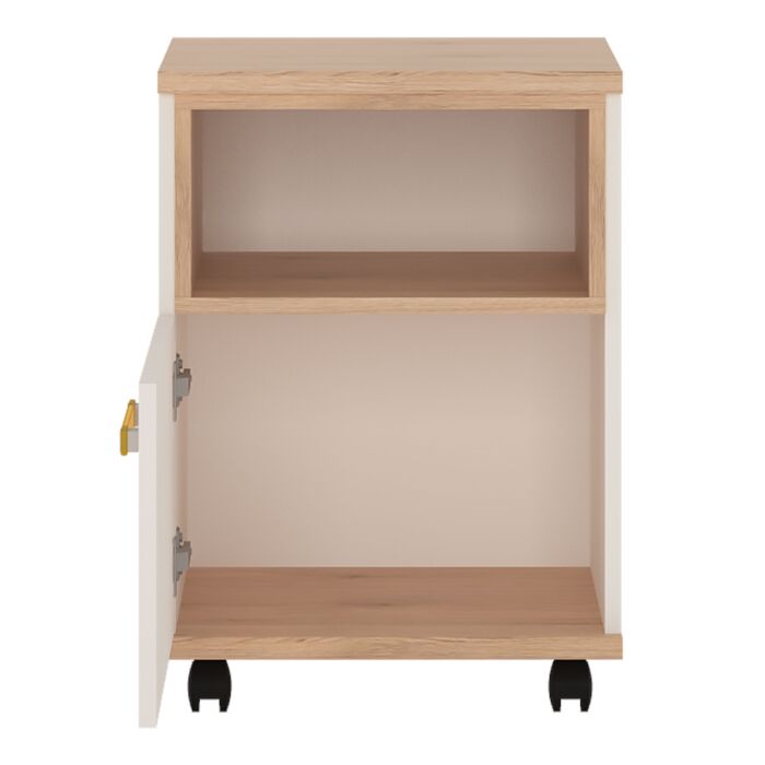 4kids 1 Door Desk Mobile In Light Oak And White High Gloss (orange Handles)