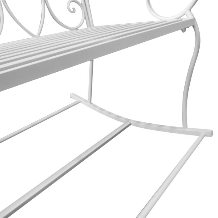 Outsunny Patio 2 Seater Rocking Bench Steel Garden Outdoor Garden Loveseat Chair W/ Decorative Backrest White
