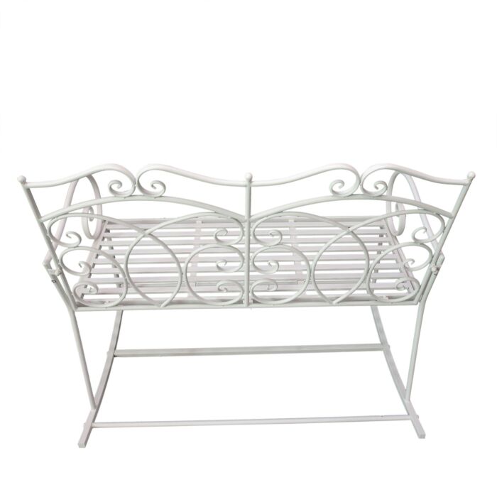Outsunny Patio 2 Seater Rocking Bench Steel Garden Outdoor Garden Loveseat Chair W/ Decorative Backrest White