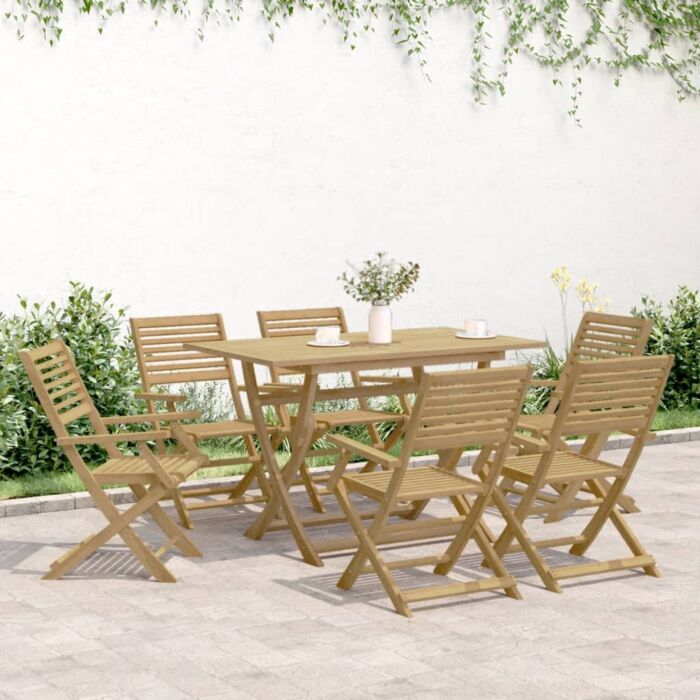 Vidaxl 7 Piece Garden Dining Set Solid Wood Acacia