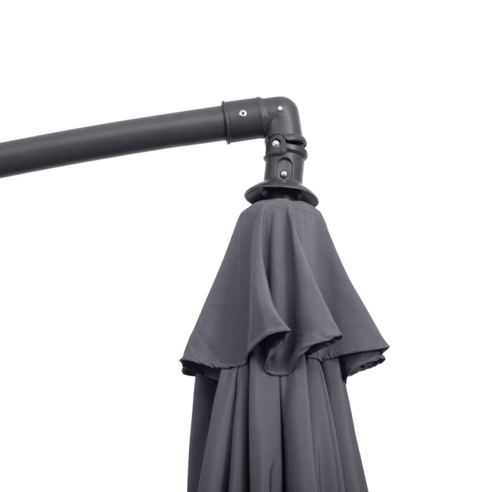 Outsunny 3(m) Garden Banana Parasol Cantilever Umbrella With Crank Handle And Cross Base, 8 Ribs For Outdoor, Hanging Sun Shade, Grey