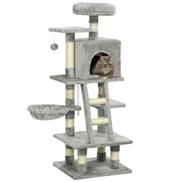 Pawhut 1.2m Plush Cat Tree Activity Center With Sisal Scratching