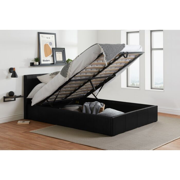 Berlin Small Double Ottoman Bed Black