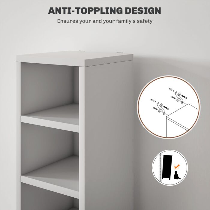 Homcom 204 Cd Storage Unit, Dvd Storage Tower With 12 Cubes, 175cm Tall Bookcase, Study Room, White