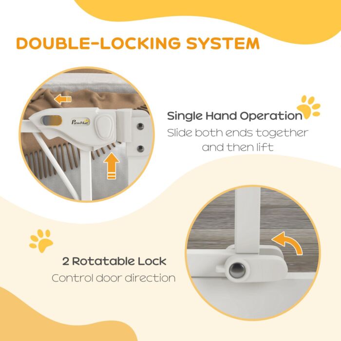 Pawhut Pressure Fit Stair Gate Dog Gate W/ Auto Closing Door, Double Locking, Easy Installation, For 74-100cm Openings - White