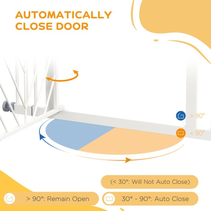 Pawhut Pressure Fit Stair Gate Dog Gate W/ Auto Closing Door, Double Locking, Easy Installation, For 74-100cm Openings - White