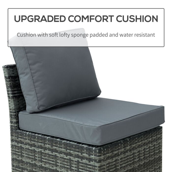 Outsunny 5-seater Outdoor Rattan Garden Sofa Sets Reclining Sofa Adjustable Canopy & Side Dining Table Set, Mixed Grey