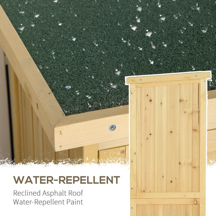 Outsunny 87 X 47 X 160cm Wooden Garden Storage Shed, Sheds & Outdoor Storage With Asphalt Roof & 2 Large Wood Doors With Lock, Natural