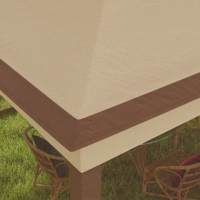 Outsunny 3 X 3(m) Pop Up Gazebo, Double-roof Garden Tent With Netting And Carry Bag, Party Event Shelter For Outdoor Patio, Khaki