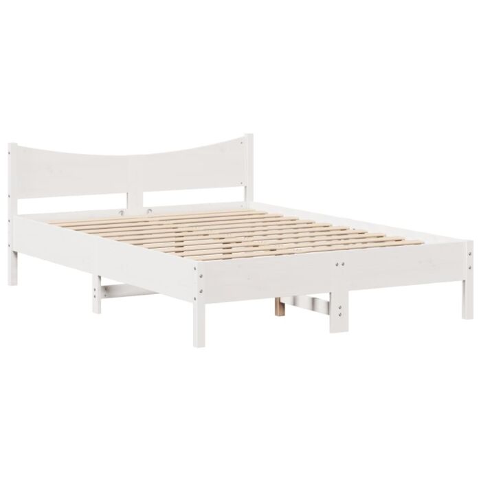 Vidaxl Bed Frame Without Mattress White 150x200 Cm King Size Solid Wood Pine