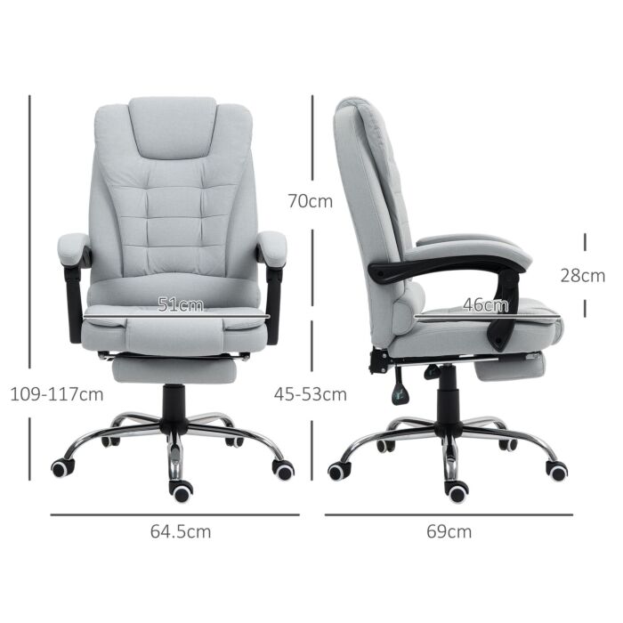 Homcom Linen-look Adjustable Office Chair - Light Grey