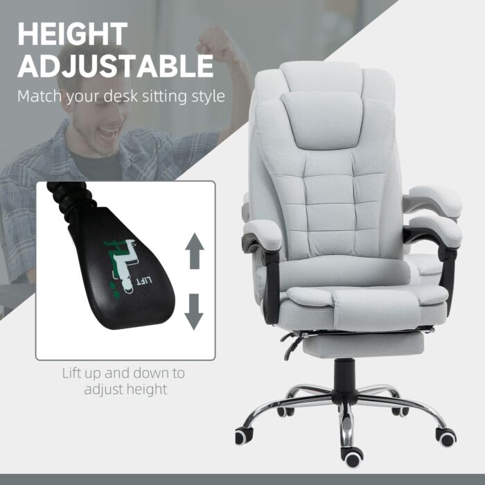 Homcom Linen-look Adjustable Office Chair - Light Grey