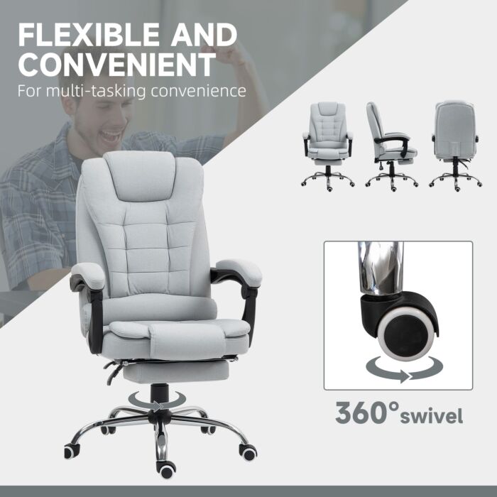 Homcom Linen-look Adjustable Office Chair - Light Grey