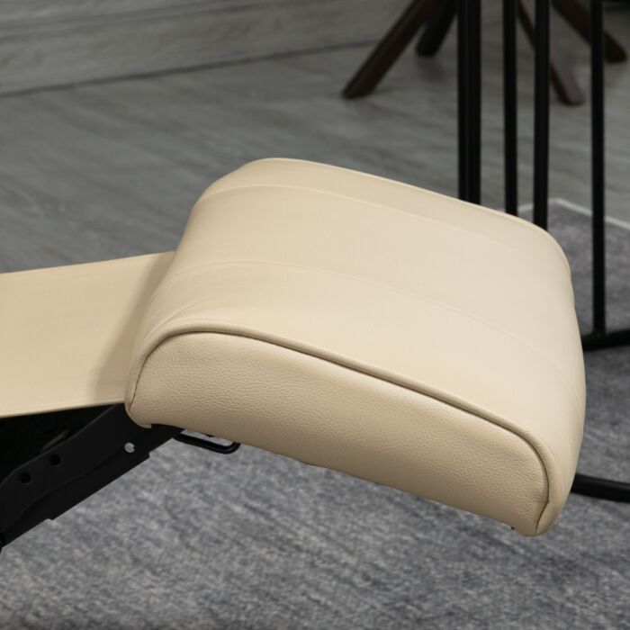 Homcom Swivel Recliner, Faux Leather Reclining Chair, Upholstered Armchair With Wooden Base For Living Room, Bedroom, Cream