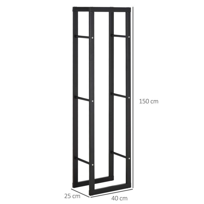 Homcom 150cm Tall Metal Firewood Log Holder Rack Double Tier W/ Balanced Base Side Rails Indoor Outdoor Traditional Fireplace Log Storage Cradle