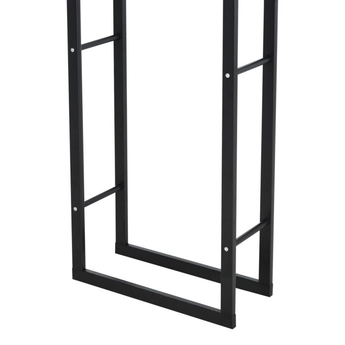 Homcom 150cm Tall Metal Firewood Log Holder Rack Double Tier W/ Balanced Base Side Rails Indoor Outdoor Traditional Fireplace Log Storage Cradle